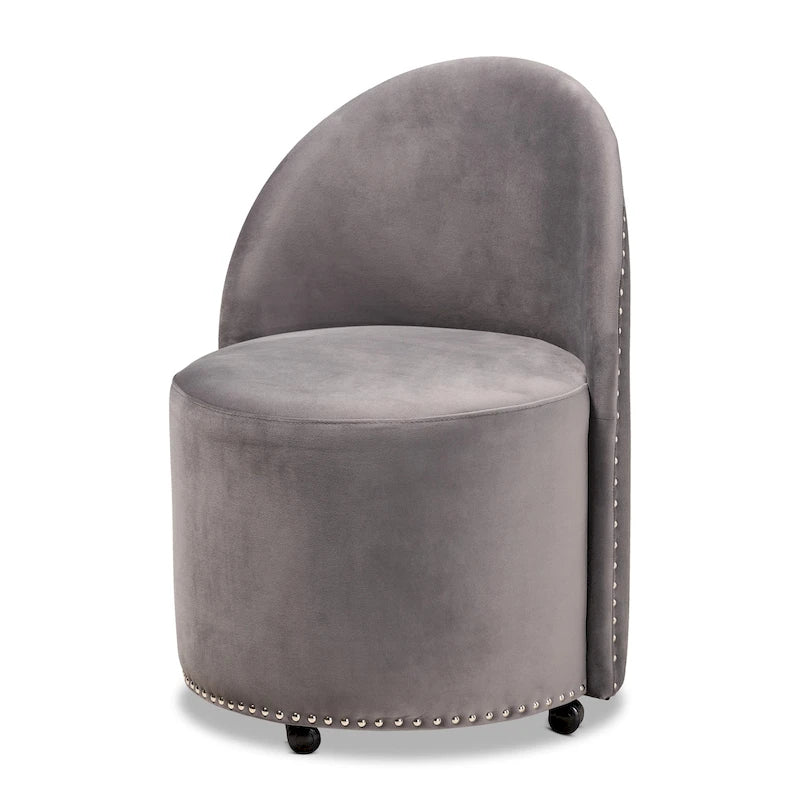 Bethel Glam and Luxe Velvet Rolling Accent Chair
