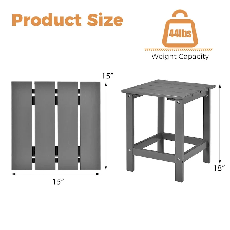 Costway Patio 15  End Side Coffee Table Square Wooden Slat Garden Deck - See details