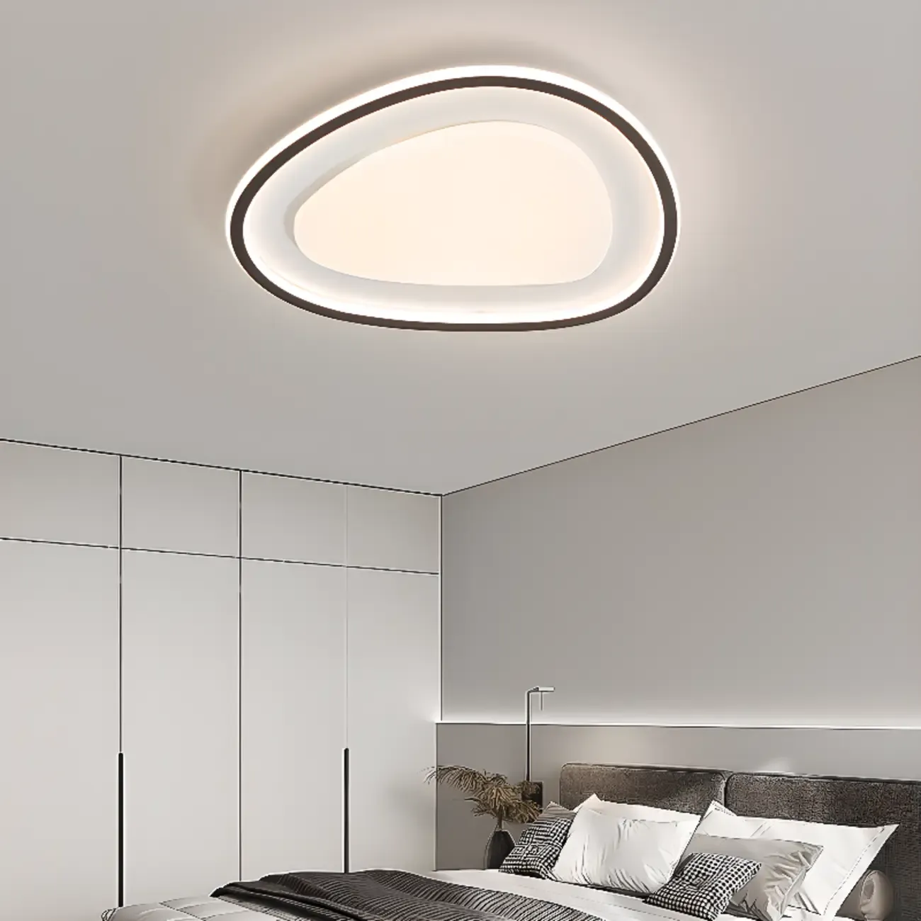 Modern Black-White Flush Ceiling Light with 3 Gear Dimming