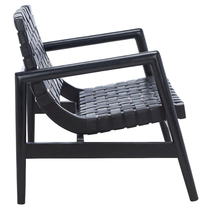 SAFAVIEH Vena Leather Woven Accent Chair - 30 W x 28 D x 28 H - 30Wx28Dx28H