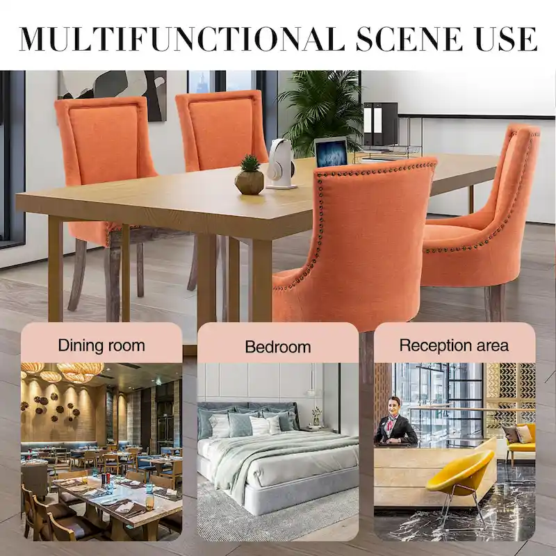 Traditional Tufted Ultra Upholstered Wingback Dining Chair Set of 2