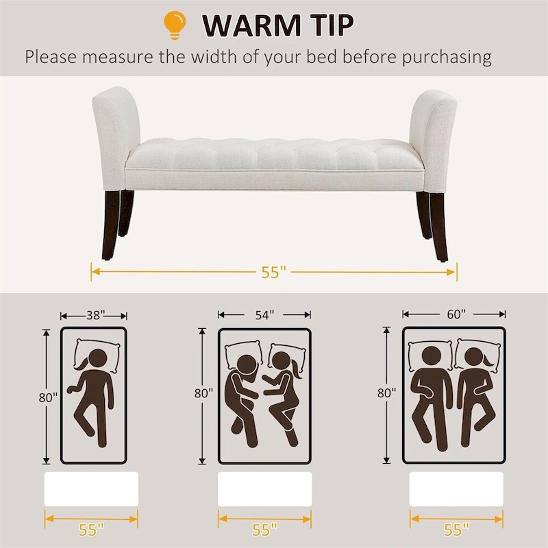 End of Bed Bench with Button Tufted Design,Upholstered Entryway Bench