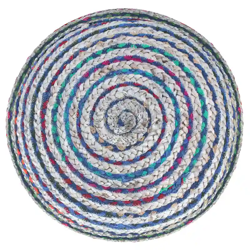 WYNDENHALL Mattise Boho Round Pouf in Braided Jute