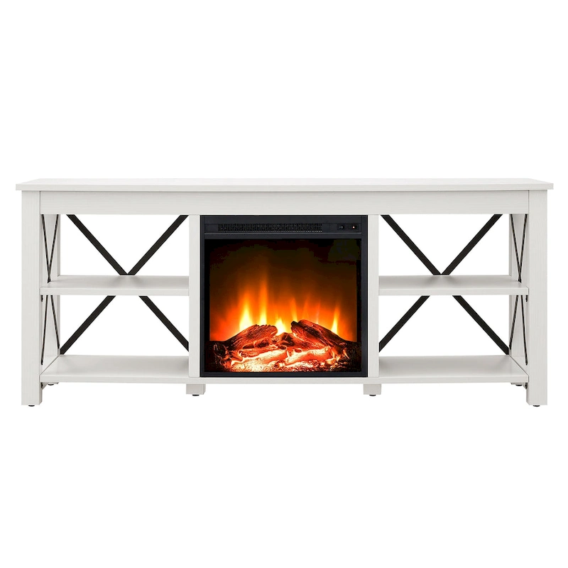 Sawyer TV Stand with Log Fireplace Insert
