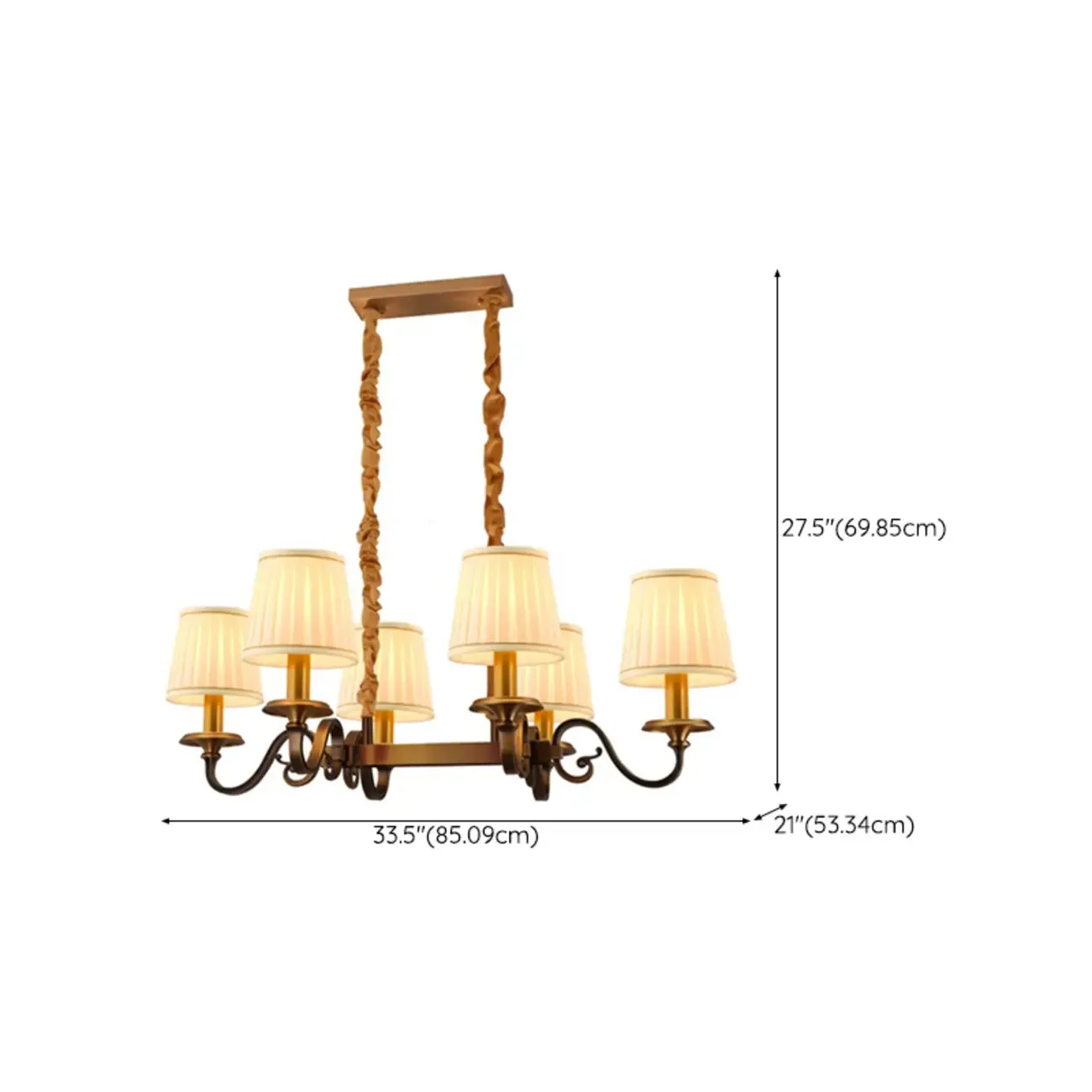 Adjustable Modern Gold Fabric Shade Island Pendant Light