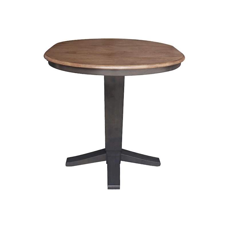 36 in Round Top Pedestal Counter Height Dining Table with 12 in Leaf