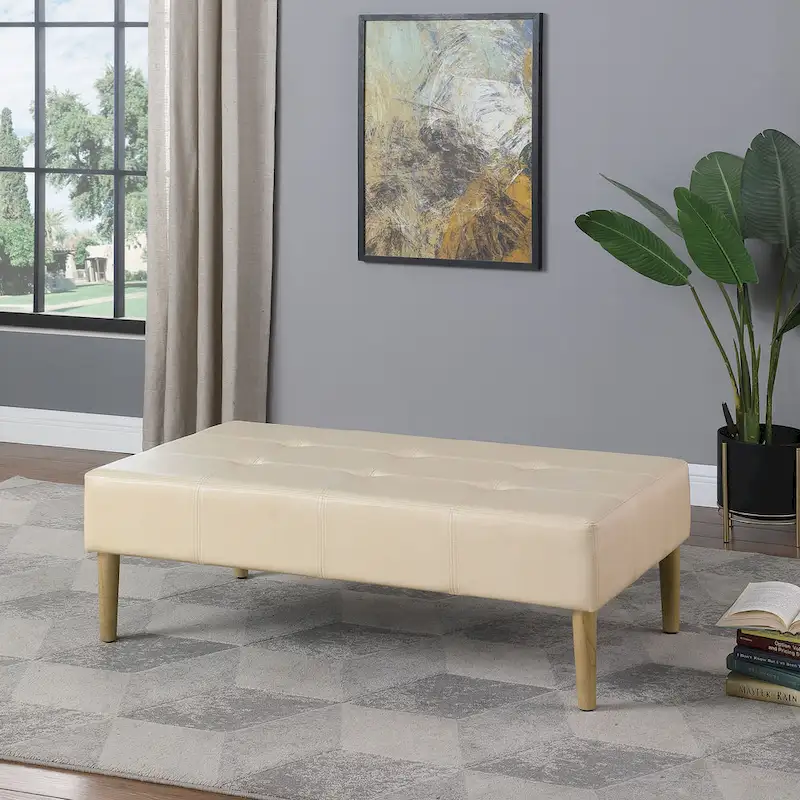 HomePop Tufted Coffee Table Ottoman - Full Leather