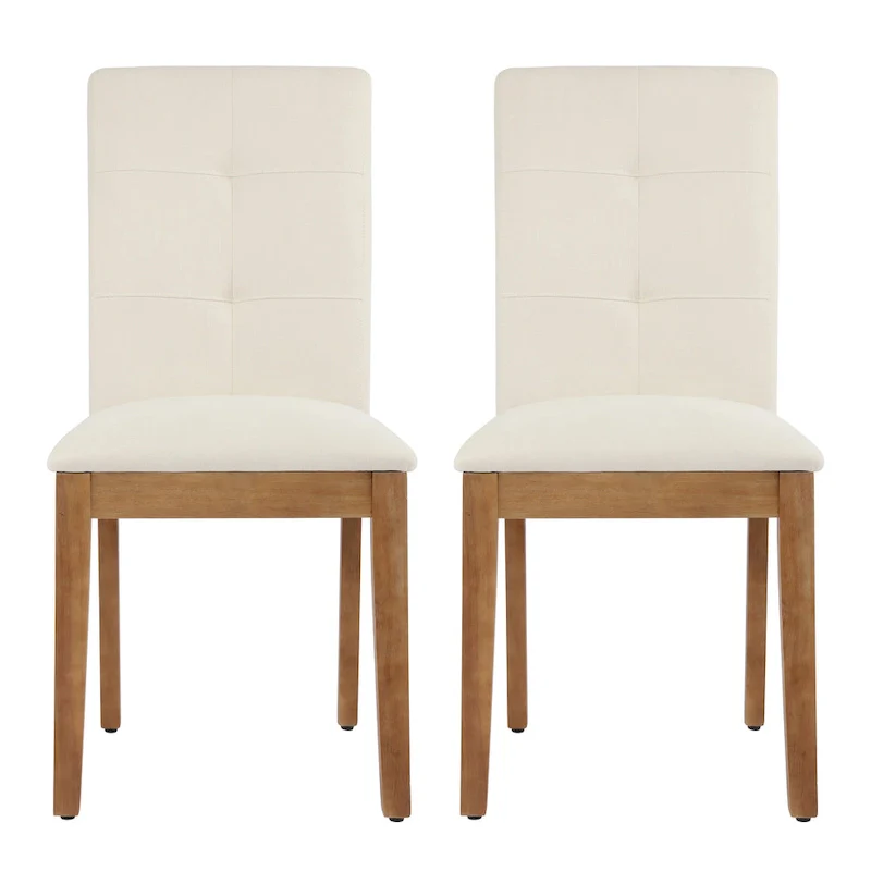 Upholstered Dining Chairs with Tufted High Back and Brushed Legs Set of 2