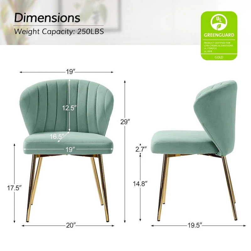 Modern Glam Upholstered Tufted Back Side Accent Dining Chair with Small Base