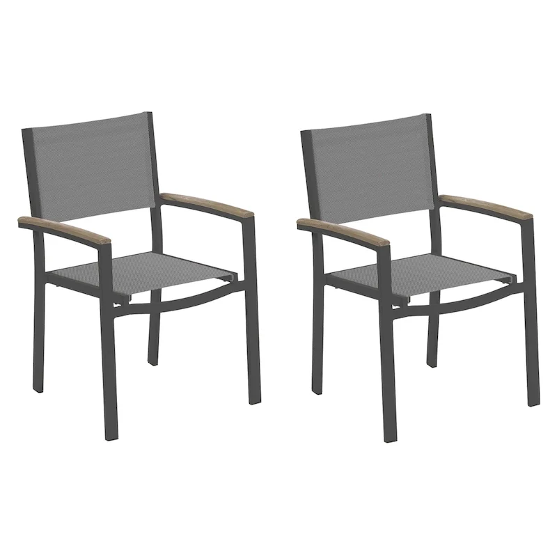 Oxford Garden Travira Titanium Sling Armchair with Vintage Tekwood Armcaps