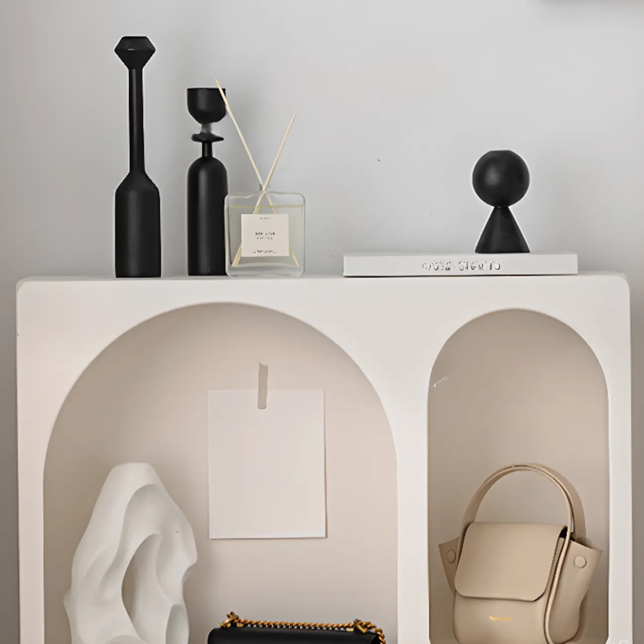 White Wooden Dining Hutch Display Cabinet with Shelves