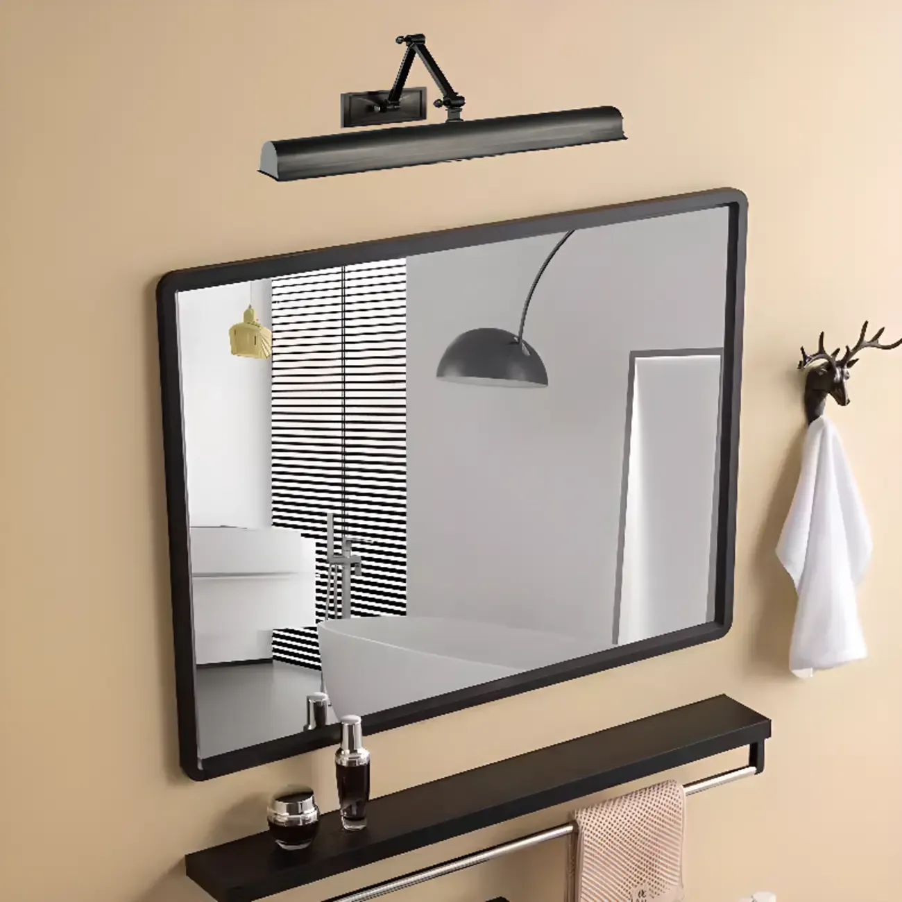 2-Light Metal Swing Arm Wall Light with Long Shade