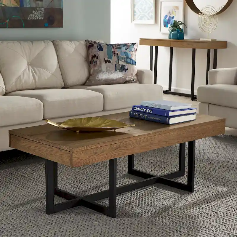 Eldersley Wood Finish Coffee Table with Two Drawers by iNSPIRE Q Modern