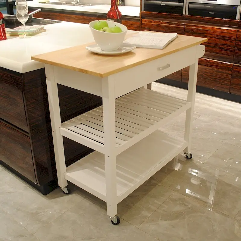 MDF Kitchen Cart with Two Lockable Wheels