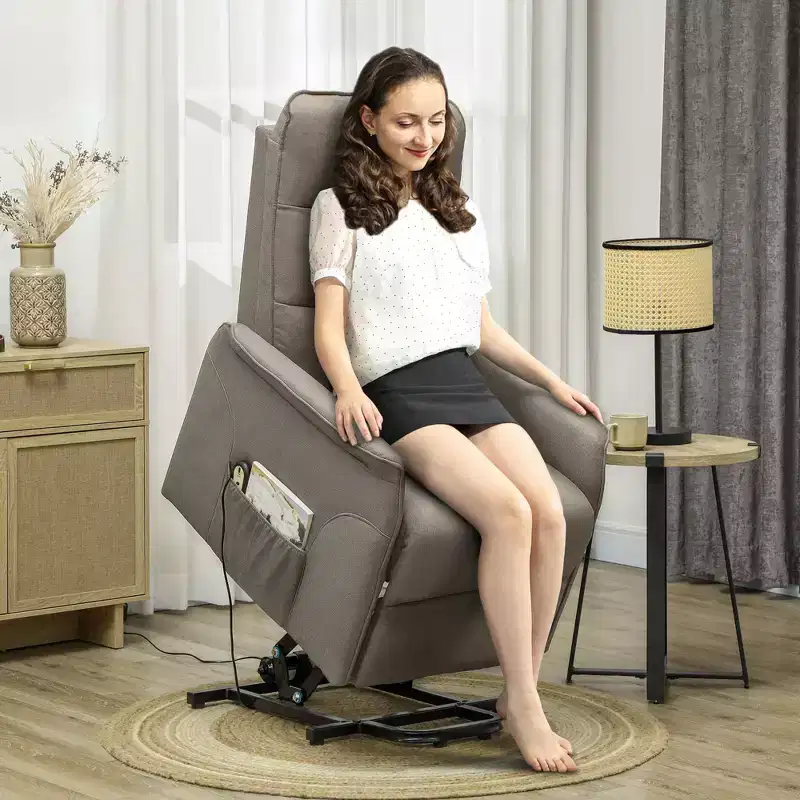 HOMCOM Power Lift Recliner Chair, Electric Reclining Chair with Remote, Side Pockets, Pocket Spring, Tufted Back, Quick Assembly