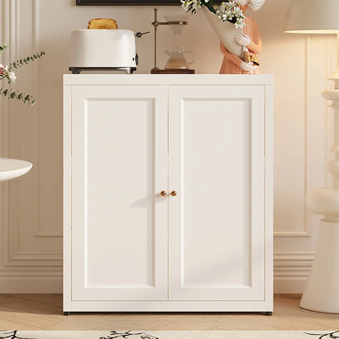 Simple Contemporary Metal 3-Shelf Buffet Cabinet