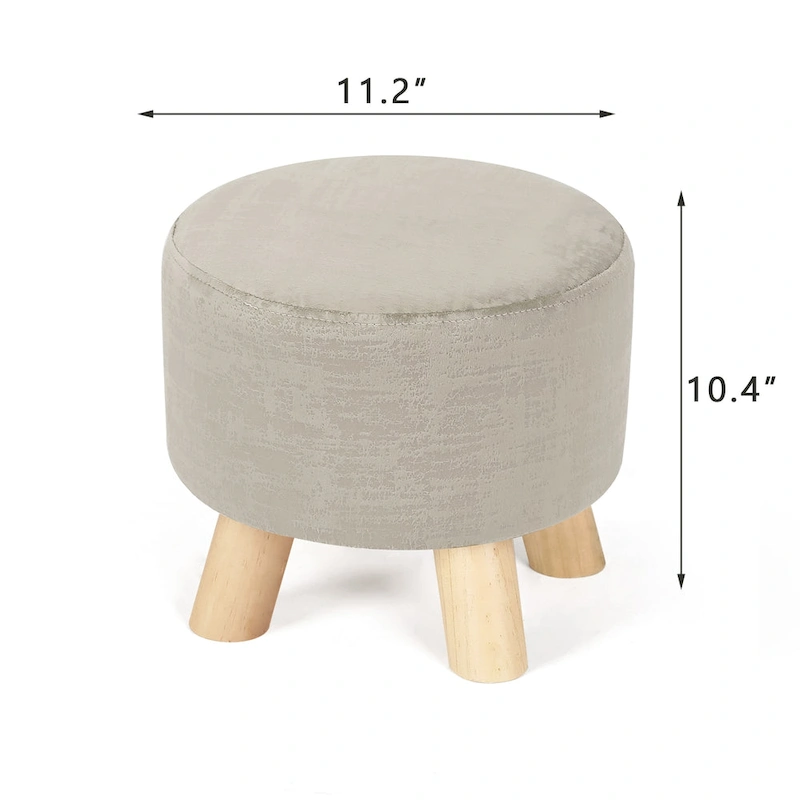 Adeco Modern Round Ottoman Home Footrest Stool/ Linen Fabric Seat Pouf