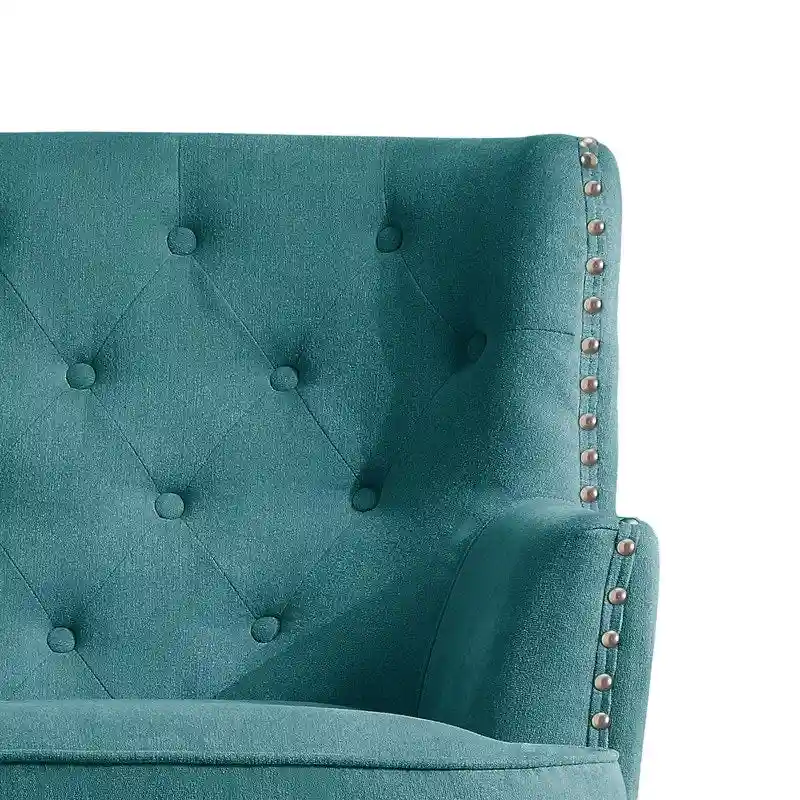 Moser Bay Mignon Velvet / Linen 30 Wide Tufted Wingback Accent Chair