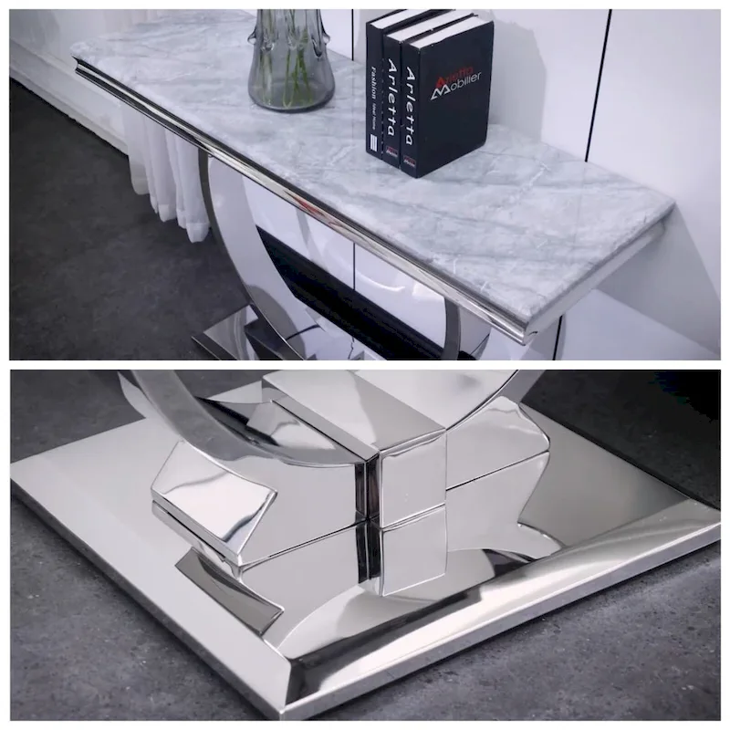 Modern Console Tables With Metal U Base and Gloss texture top