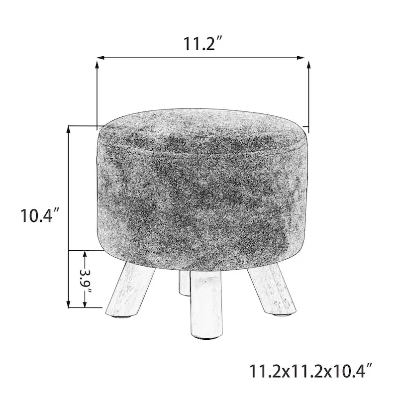 Adeco Modern Round Padded Upholstered Ottoman Footrest Stool