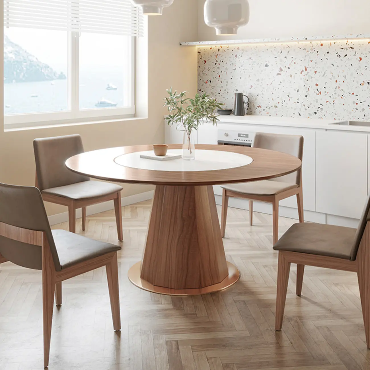 Modern Wood Round Dining Table