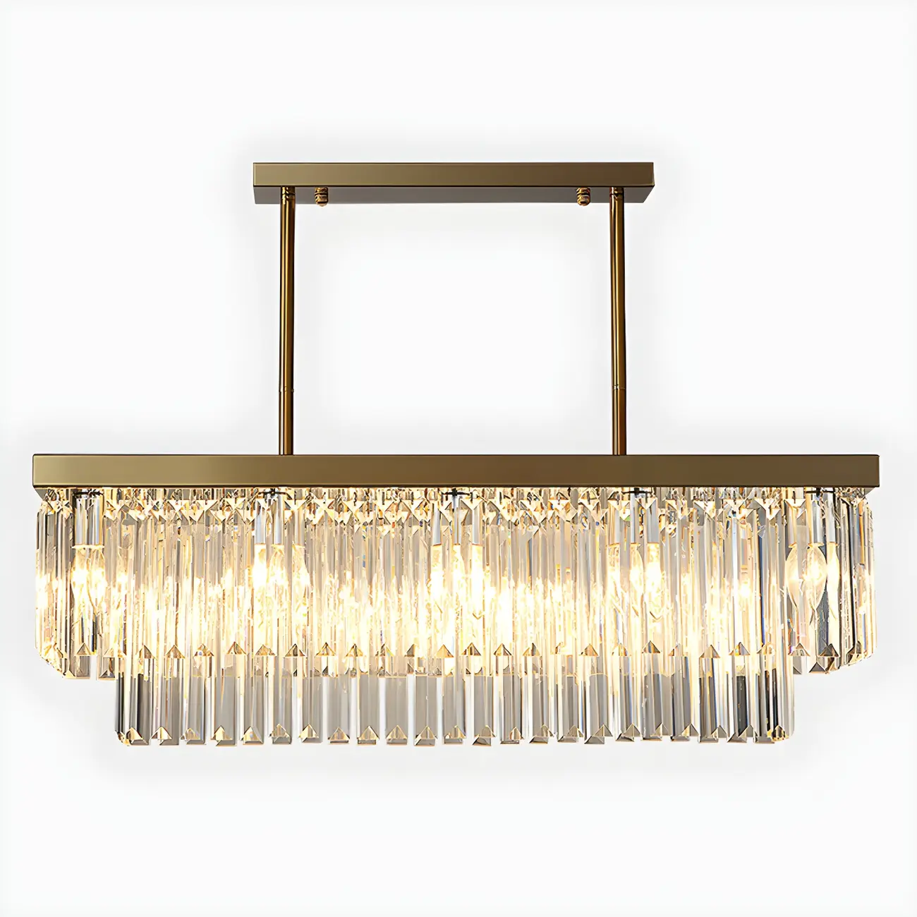 Modern Large Crystal Rectangle Island Pendant Light