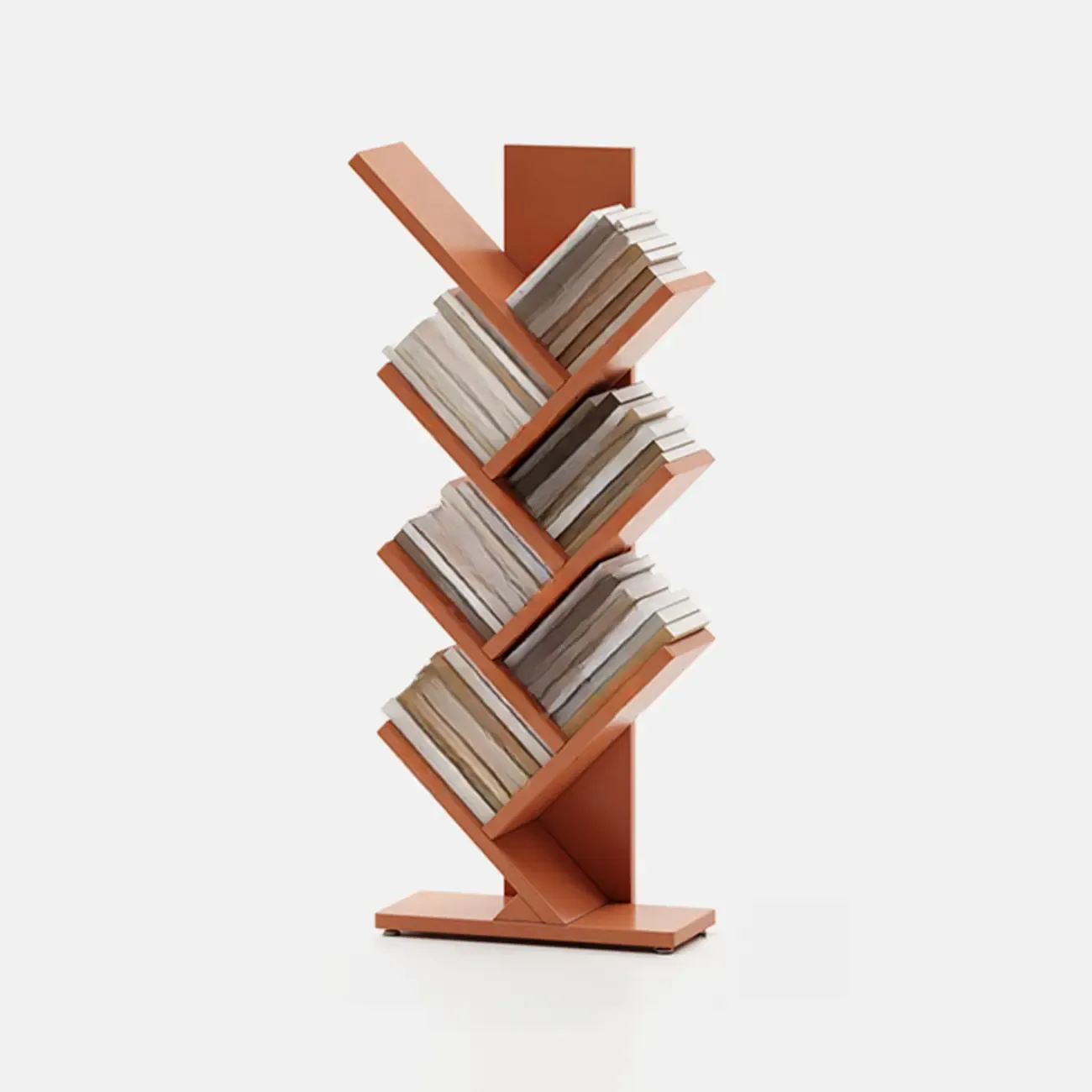 Black Wood Tree-Shaped Vertical Display Bookcase