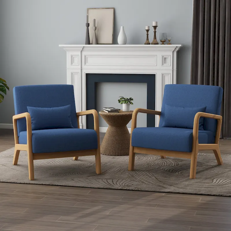 Upholstered Armchair Leisure Chair Accent Chairs Set of 2 with Pillow