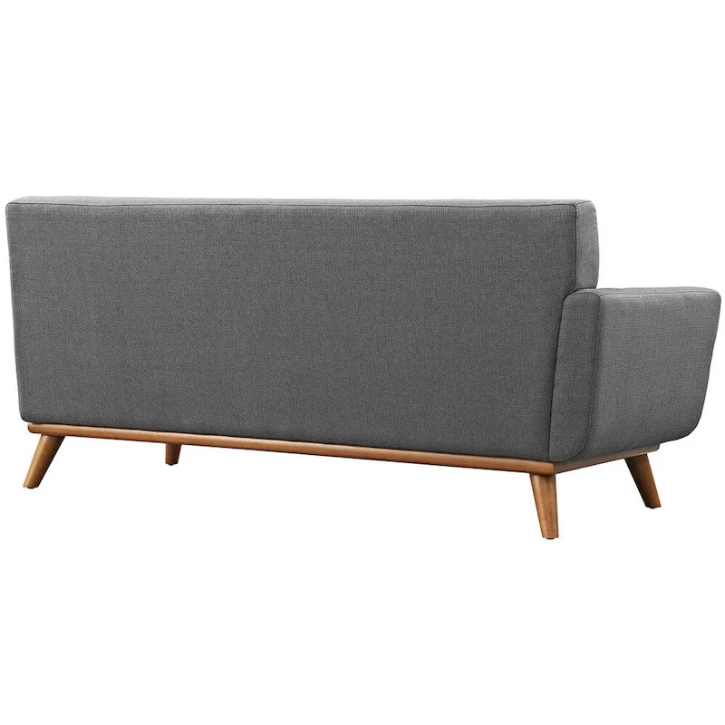 Engage Mid-century Modern Upholstered Fabric Left-arm Loveseat, Azure