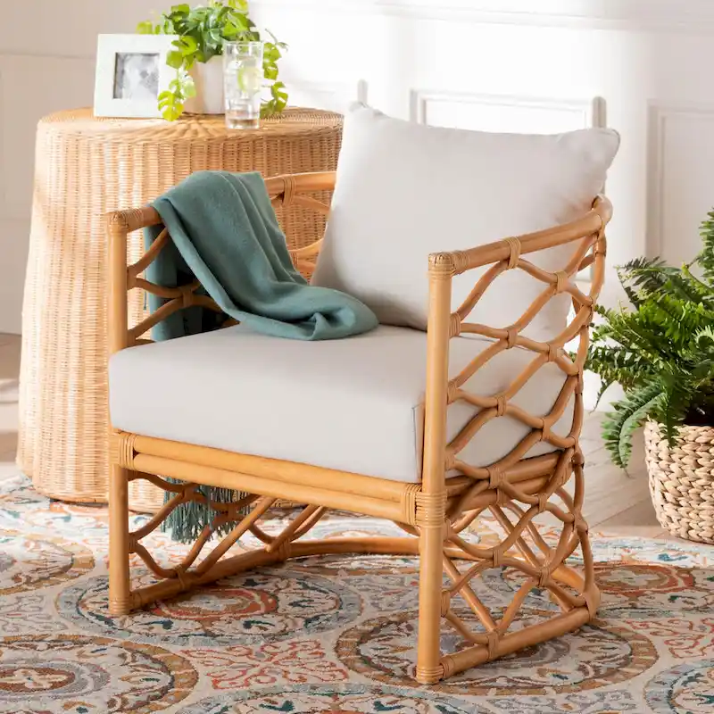 Acelynn Bohemian Light Honey Rattan Arm Chair
