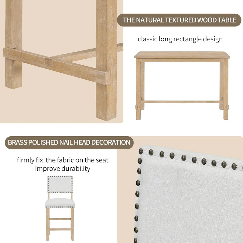 5-Piece Counter Height Dining Table with 4 Chairs