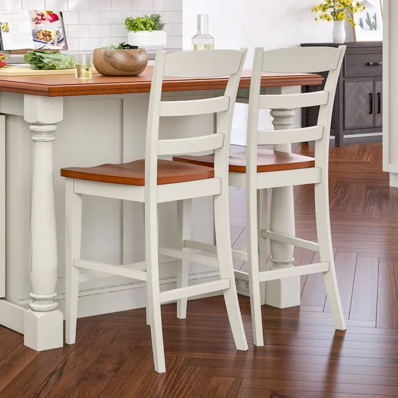 3-Piece Off-White Wood Kitchen Island Set with Drop Leaf Wood Top - 48' x 25' x 36'
