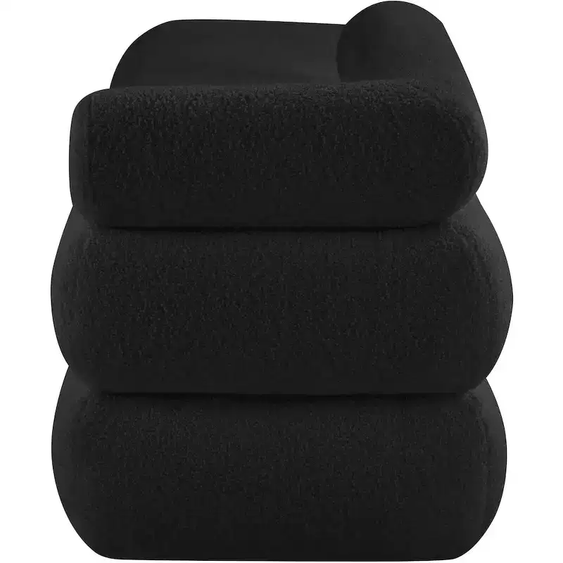 Meridian Furniture,Kennedy Faux Shearling Teddy Fabric Bench