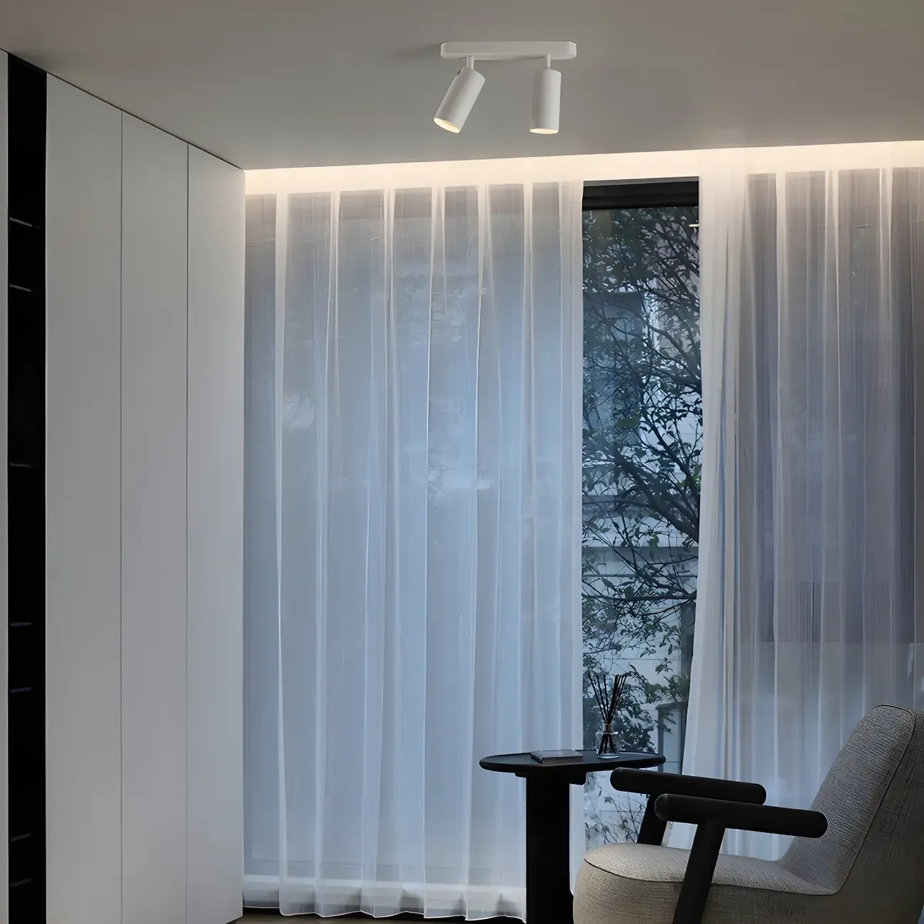 Mini Simple Cylinder Metal Semi Flush Mount Track Light