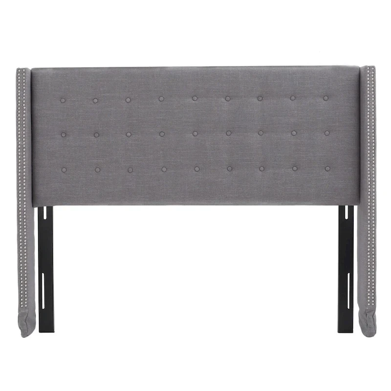 Kendrah Adjustable Full/Queen Wing-back Studded Fabric Headboard by Christopher Knight Home