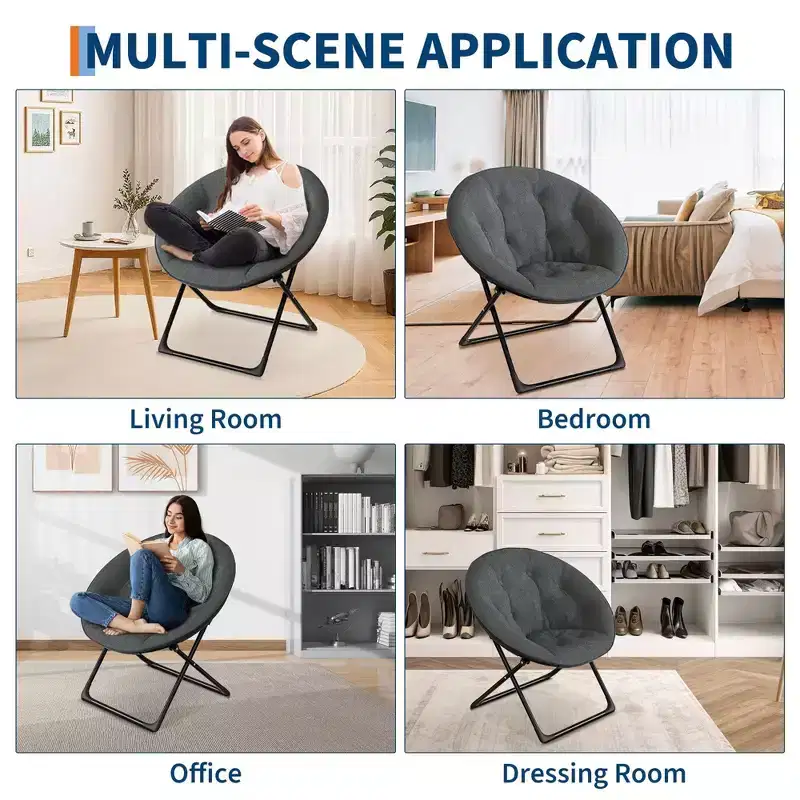 Faux Fur Saucer Chair, Folding Style, 1-Person