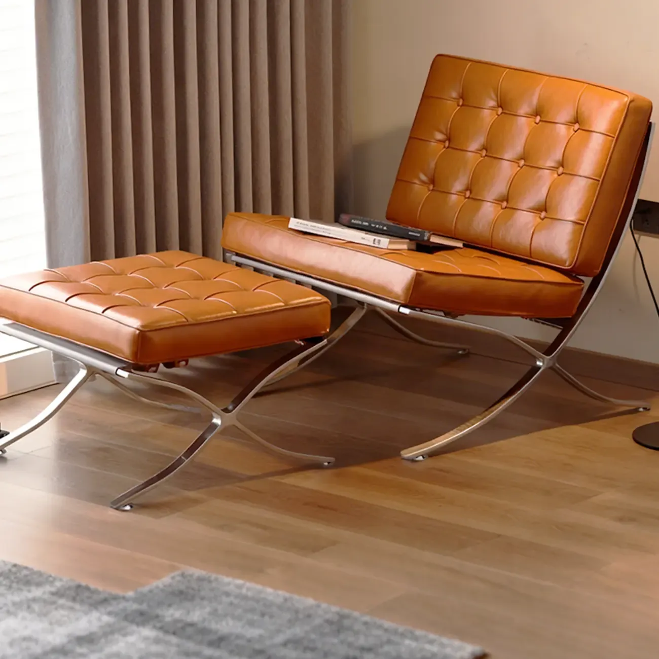 Mid-Century Modern  Leather Lazy Lounge Accent Chair