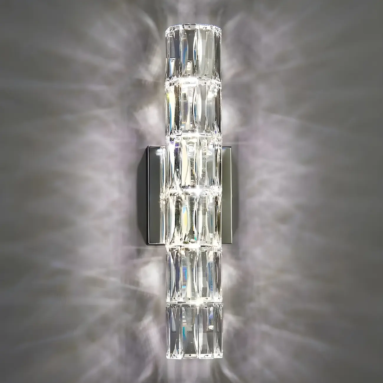Modern 4-Light Chrome Crystal Cylinder Wall Sconce Light Fixture