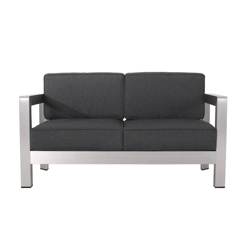 Aviara Aluminum Loveseat and Coffee Table by Christopher Knight Home