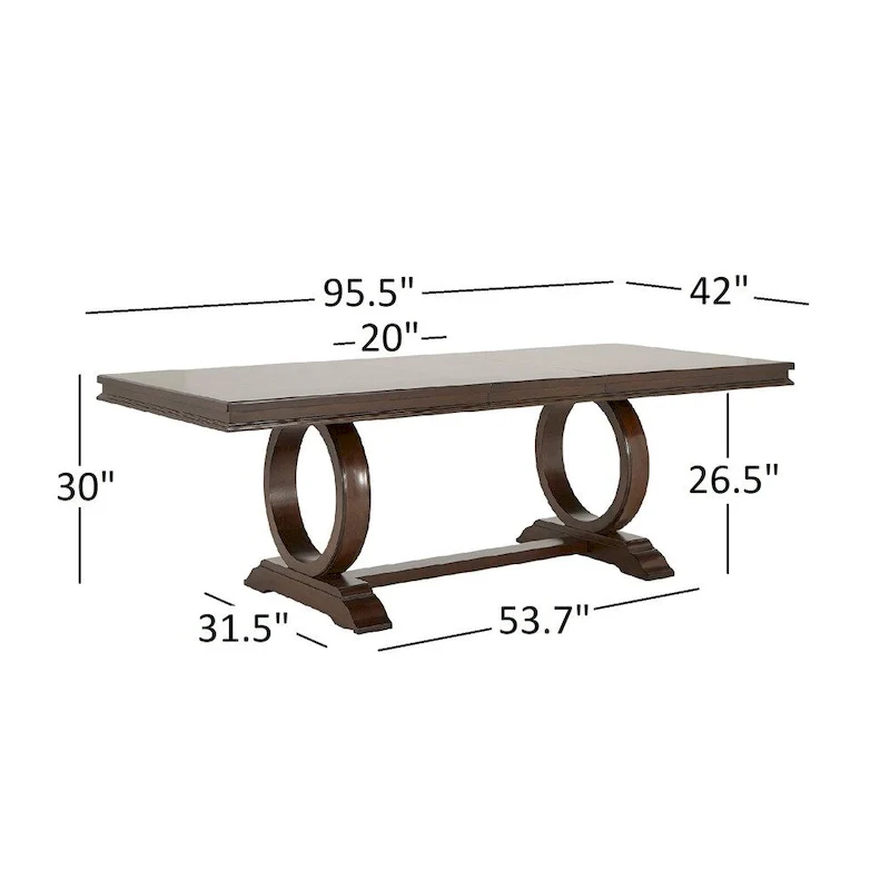 Willa Dark Cherry Wood and Beige Fabric Extendable Rectangular Dining Set by iNSPIRE Q Classic