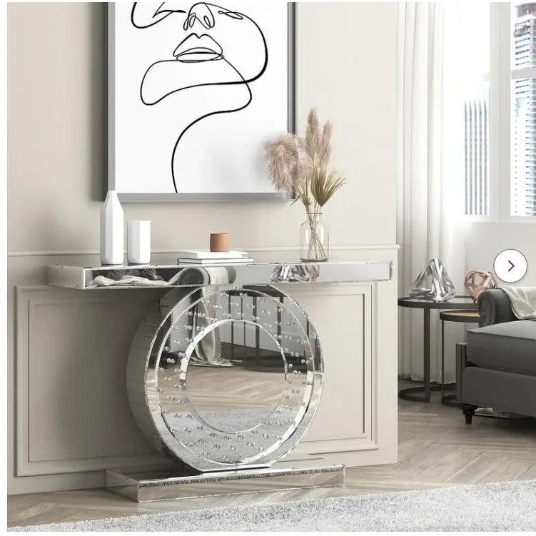 Modern Console Table with Crystal Base Entryway Sofa Table