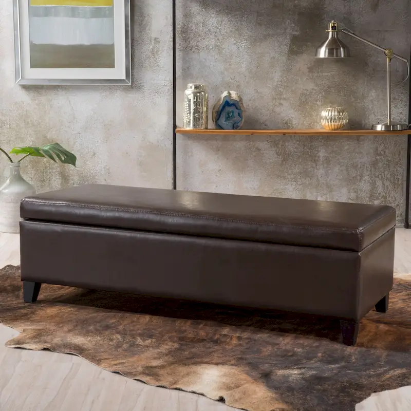 York Bonded Leather Storage Ottoman Bench by Christopher Knight Home