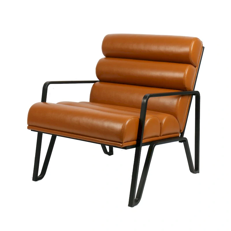 26.75W Modern Comfy PU Leather Accent Chair with Metal Frame