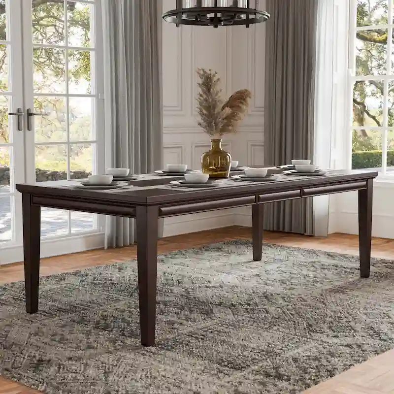 Modern 90-Inch Wood Extendable Dining Table with 18-Inch Leaf