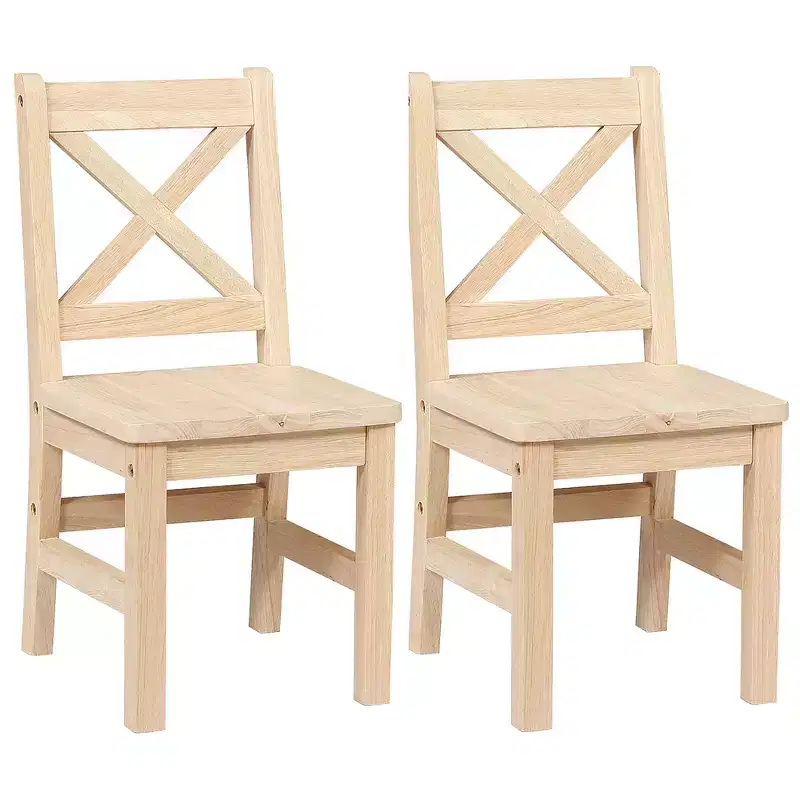 eHemco Solid Hard Wood X Back Kids Chair, Set of 2