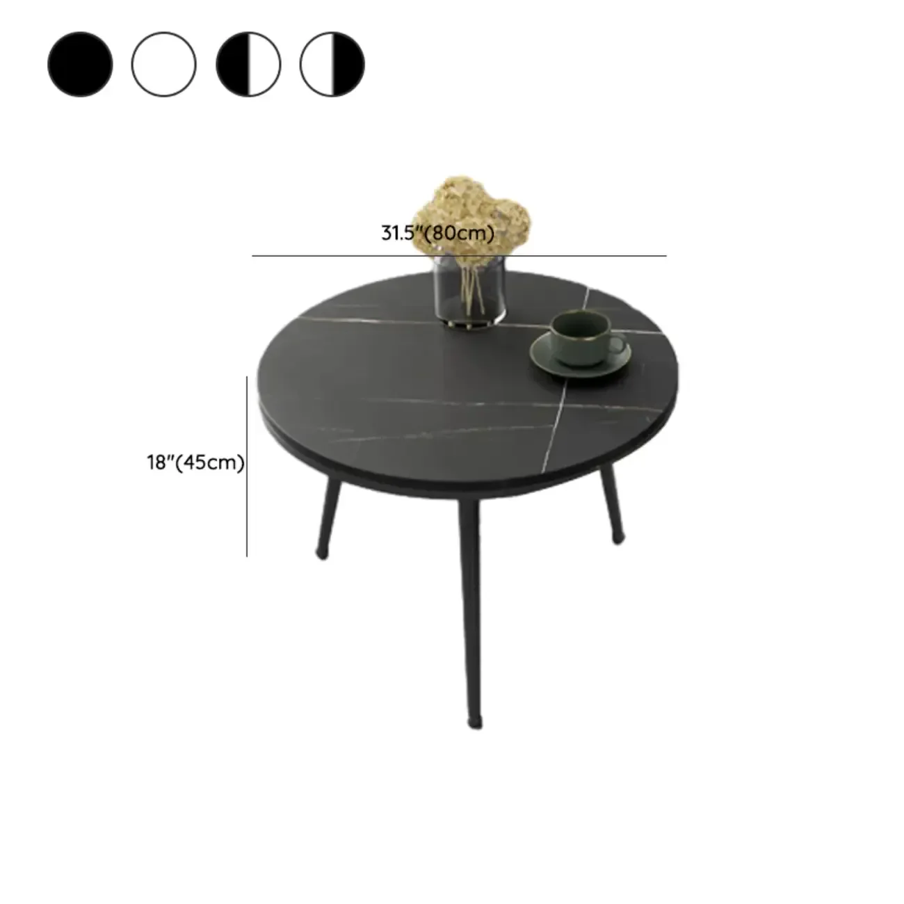 Modern Marble-Top 3 Legs Round Nesting Tables
