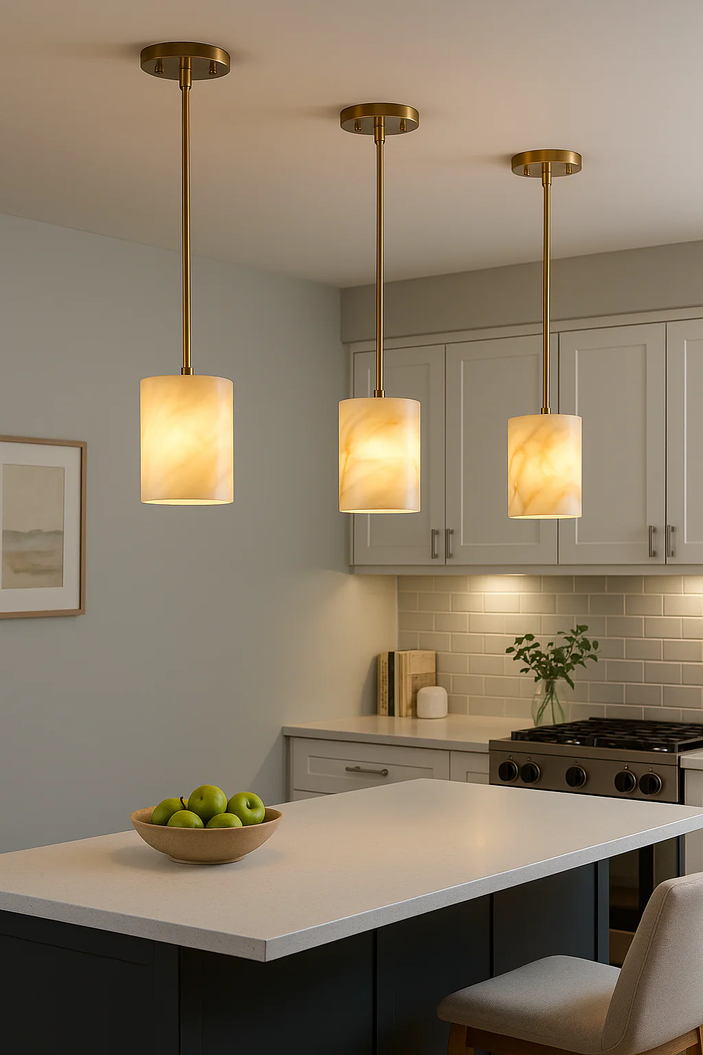 Valencia – Spanish Alabaster Pendant Light in Brushed Brass