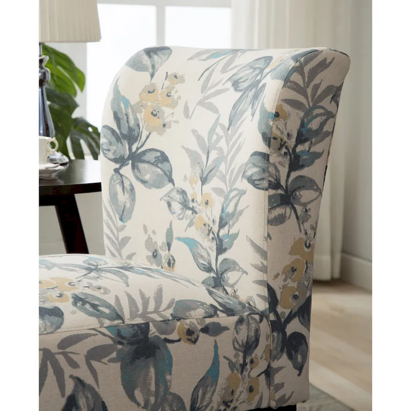 Blue Leaves 29.13 Upholstered Accent Chair