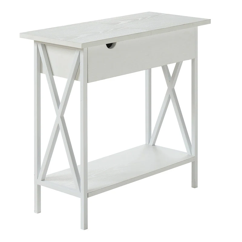 Convenience Concepts Tucson Flip Top End Table with Charging Station and Shelf