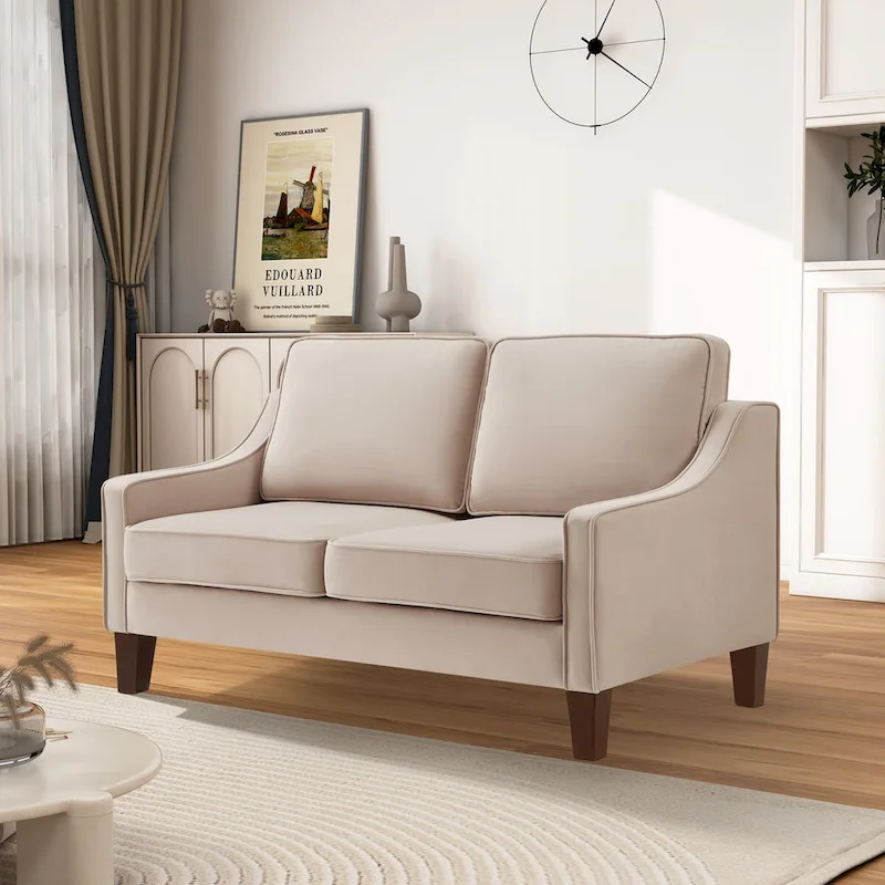 Modern Velvet Loveseat 2 Seater Sofa For Living Room